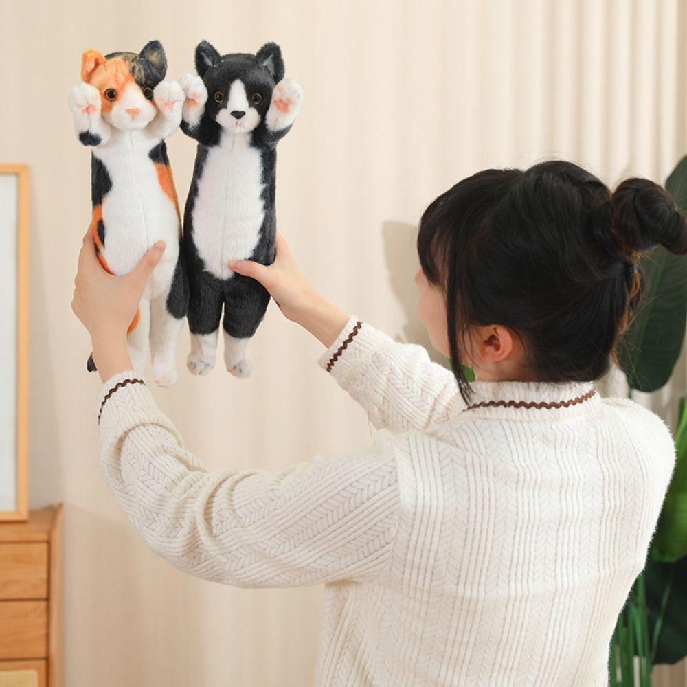 Standing Simulation Cat Plush Toy PP Cotton Jumpping Kitten Plush  Birthday Christmas