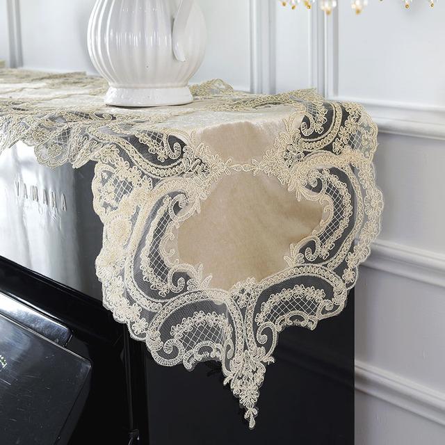 Piano Cover White Elegant Gold Velvet Table Flag Modern Piano Cloth Table Runner Embroidered Piano Covers European Lace Keyboard