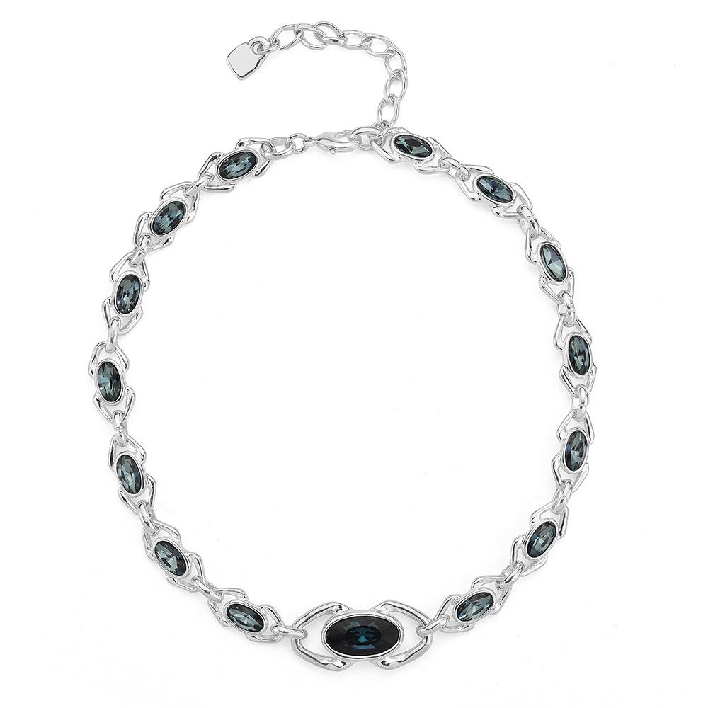 

Luxury Patchwork Blue Crystal Necklace срібний
