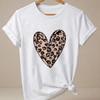 Valentines Day Leopard Heart Tshirt Unisex Casual Short Sleeve Round Neck T Shirt Fashion Printed Tshirt Unisex Clothing