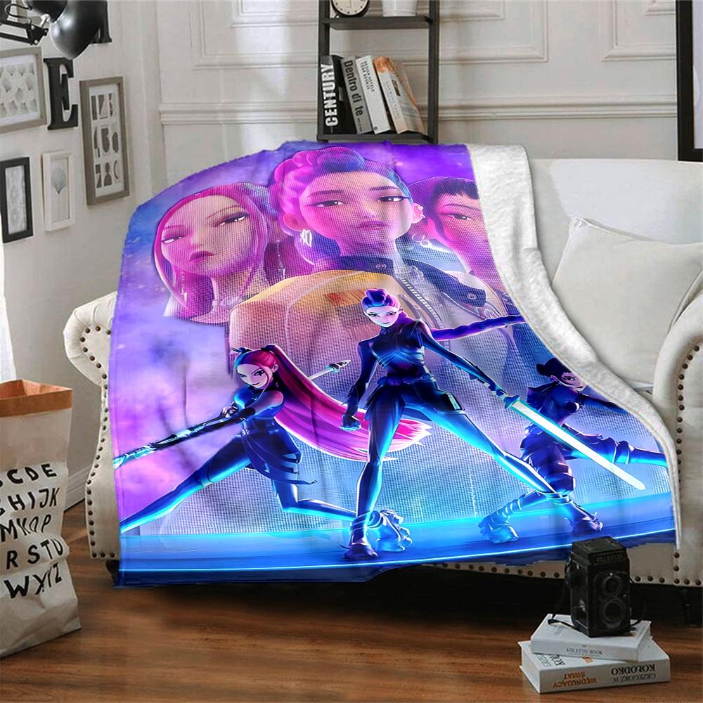 1PC K POP Demon Hunters, Huntrix Blanket, Throw For Sofa, Bed, Travel, Camping, Livingroom,
