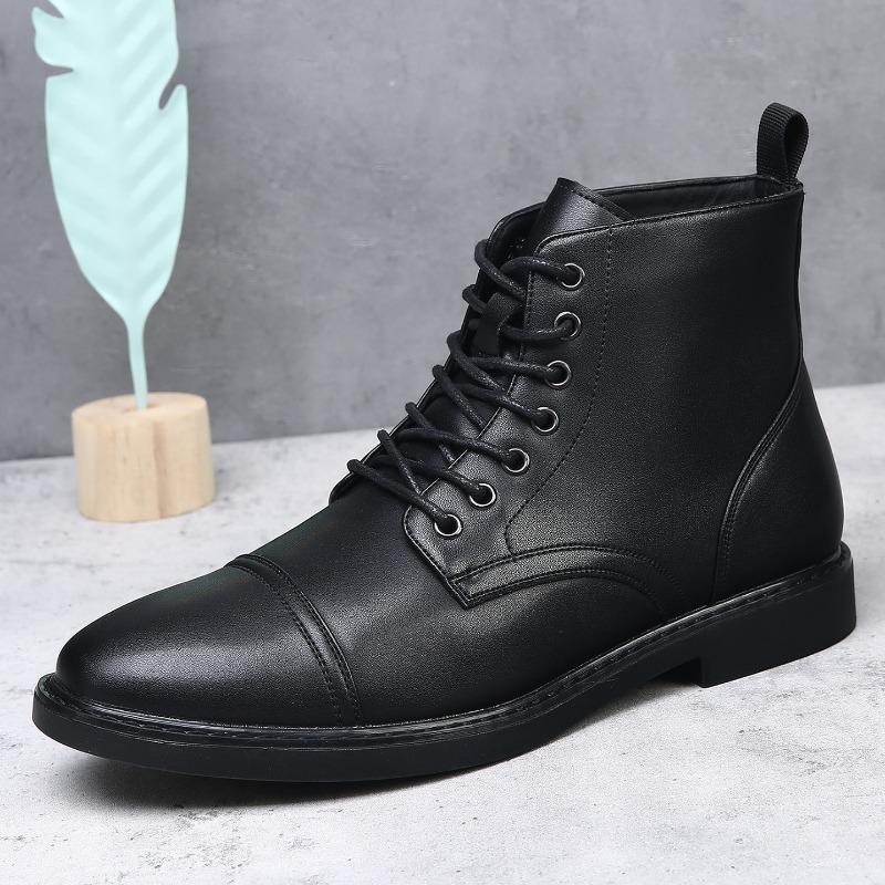 

Autumn and winter high-top Martin boots men s boots velvet retro leather men s leather boots locomotive boots 48