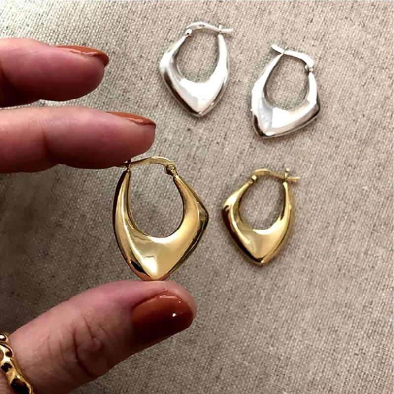 Geometric Metal Hoop Earrings for Women Gold Color/Silver Color Fashion Lady's Ear Earrings Daily Wear Versatile Jewelry CLE