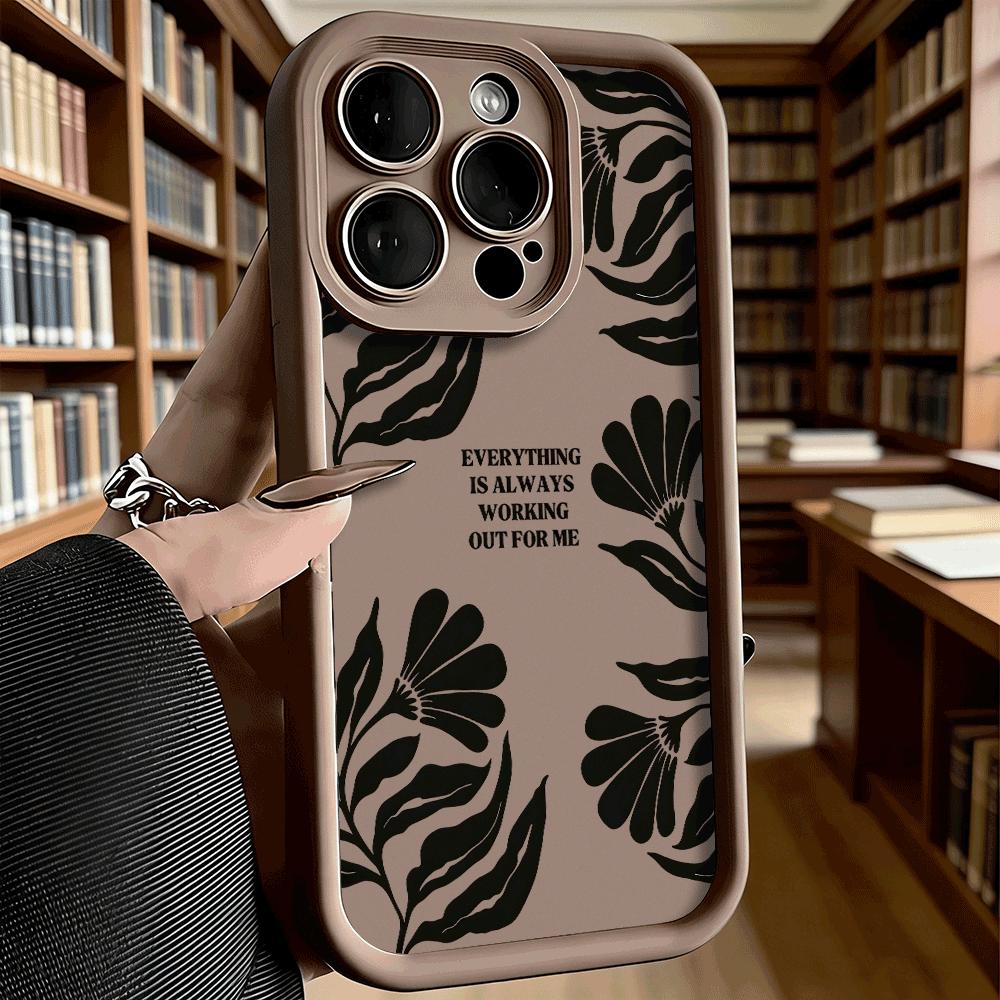 Black Floral Silhouette Soft TPU Shockproof Case For Xiaomi Redmi Note 15 14 13 12 11 Pro Anti-Fall Protective Back Cover