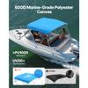 SucceBuy 3 Bow Boat Bimini Tops 600D Polyester Canopy with Aluminum Alloy Frame Waterproof Sun Shade Awning Canopy Fit for Boat