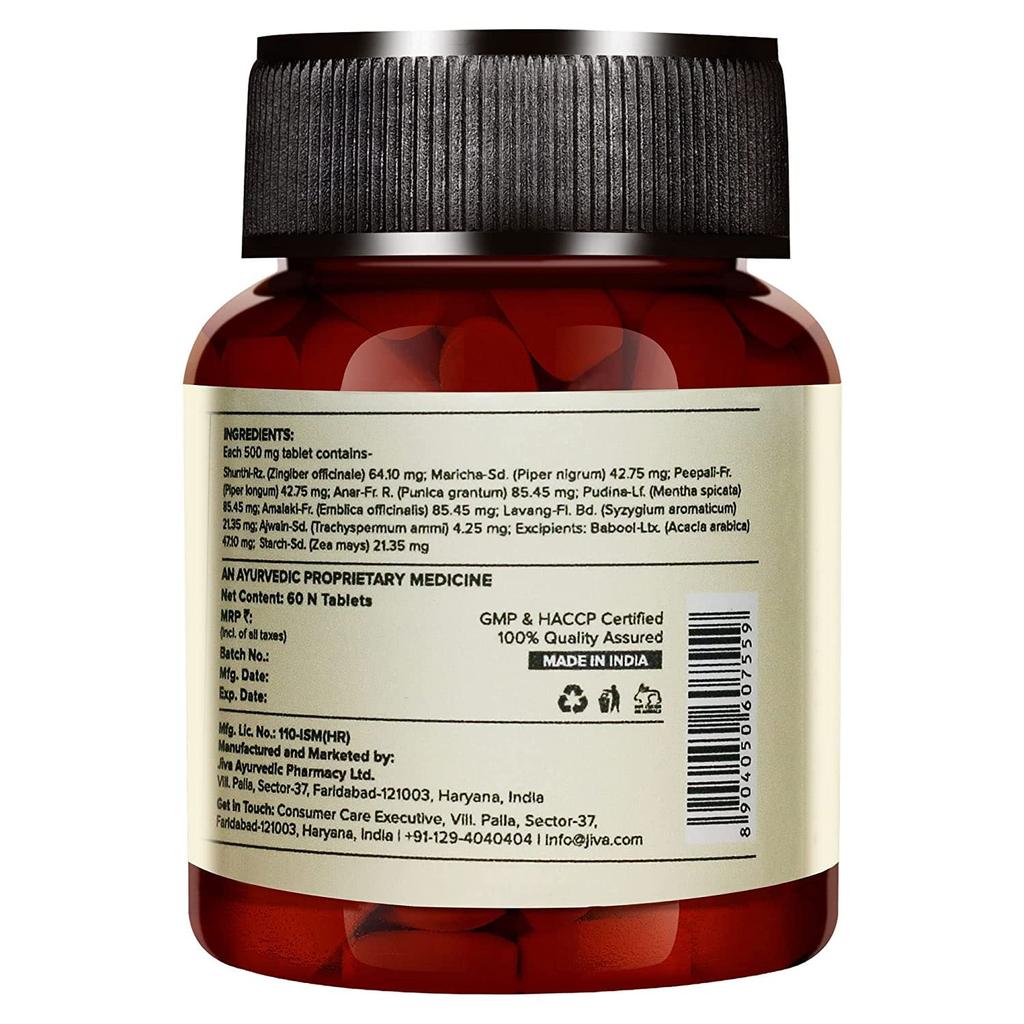 Jiva Pachak Vati Tablets 500mg 120 Tablet Pack | Ayurvedic Digestion Aid for Men & Women, Natural Appetite Support