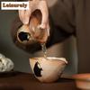 100ml Hand-painted Silver Kiln Change Gaiwan Wood-fired Porcelain Zhiye Cat Tea Tureen Tea Making Cover Bowl Tea Drinkware Gift