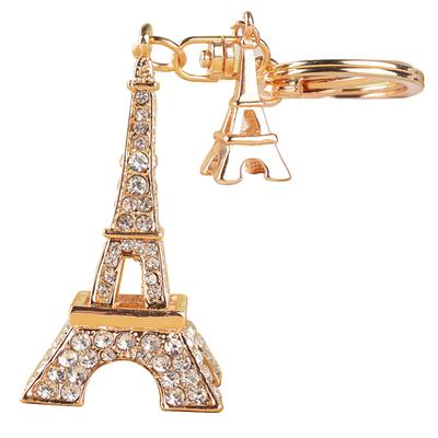 Mode Damen Strass Doppel Eiffelturm Schlüsselanhänger Handtasche Hängender Schlüsselring