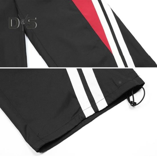 Damenhose, elastisch, hohe Taille, verstellbarer Kordelzug, weites Bein, vertikale Streifennähte, Retro-Streetstyle-Sporthose