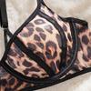 Bar set leopard print lace underwear sexy transparent ultra-thin big breasts show small gathering bra set