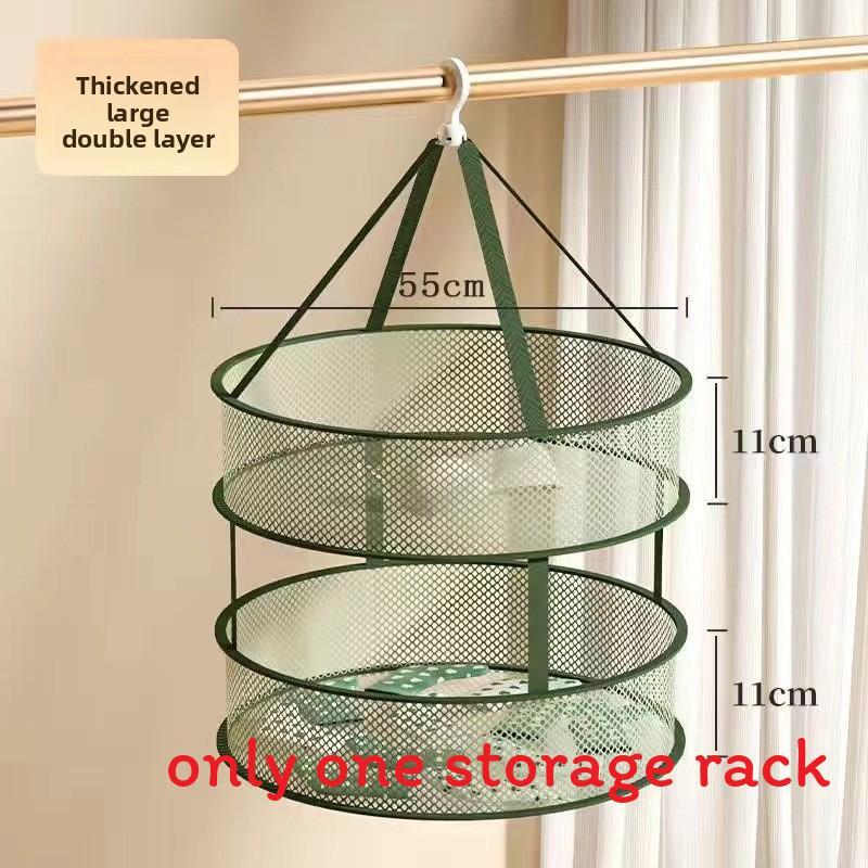 Collapsible Double Layer Clothing Drying Basket With Breathable Fabric For Home Use