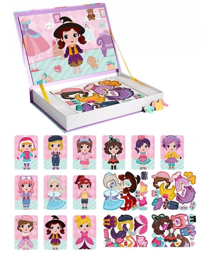 Układanka Magnetyczna Książka Puzzle Pokaz Mody Ubieranie Dziewczyn Ubranka
