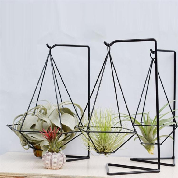 Decorative Iron Plant Stand Modern Geometric Styles Stable Construction For Living Spaces Balcony Use
