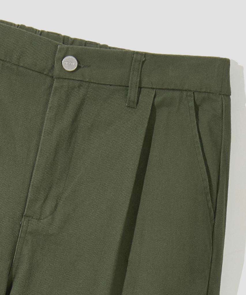 AGOD Wide Big Pocket Cotton Cargo Elastic Pants [Khaki]