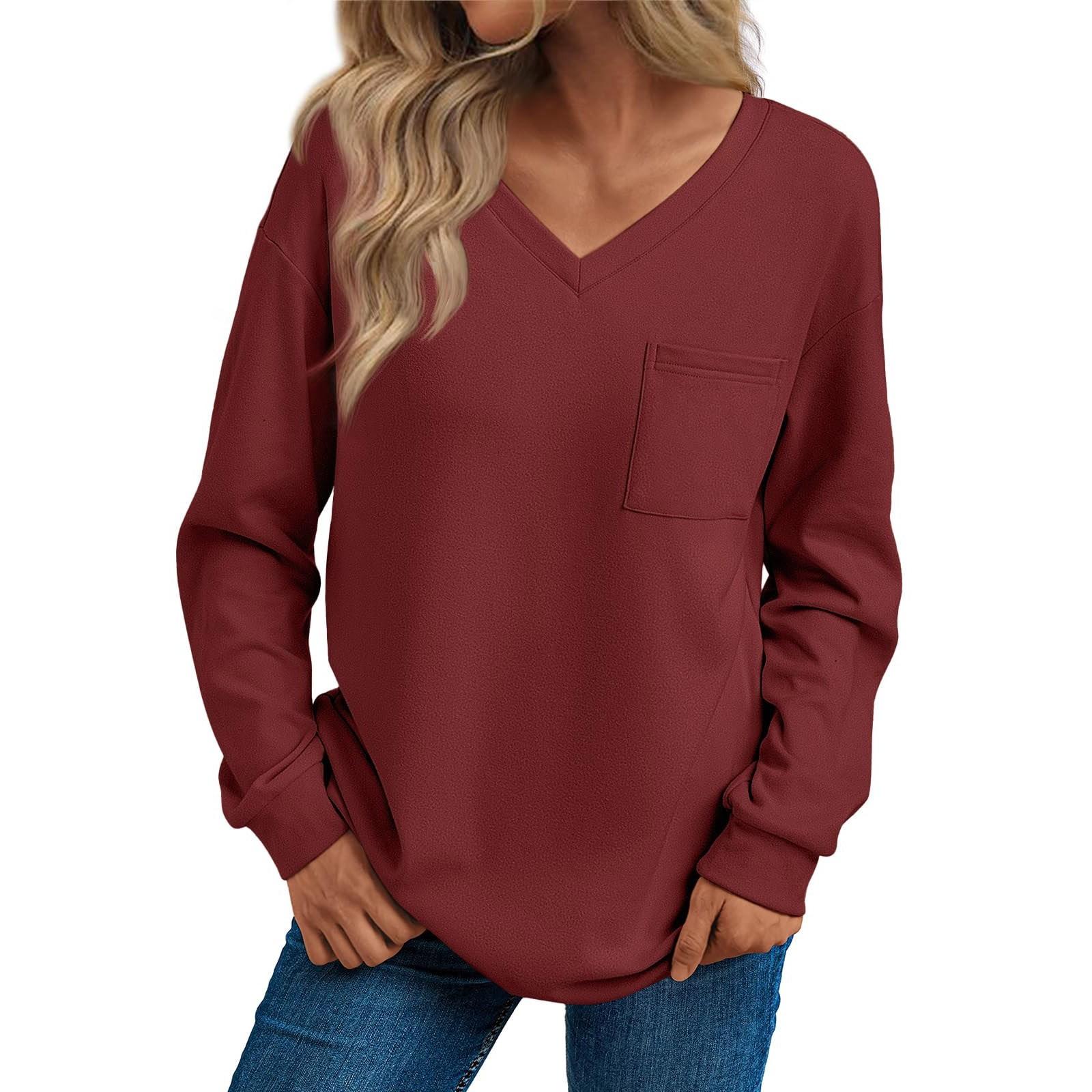 

Женский модный повседневный свитер с длинным рукавом и V-образным вырезом S винный