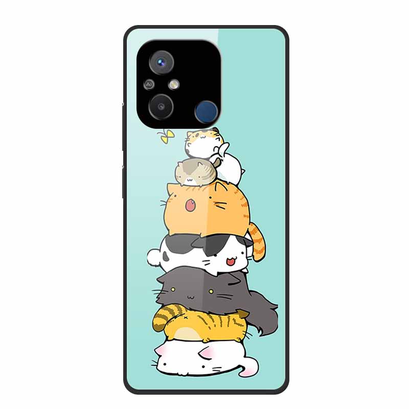 Gehärtetes Glas Case für Redmi 12C Rückabdeckung Hartschalen Case für Xiaomi Redmi 12C 4G Handyhülle Redmi12C Fundas 22120RN86G Cooler Stoßfänger