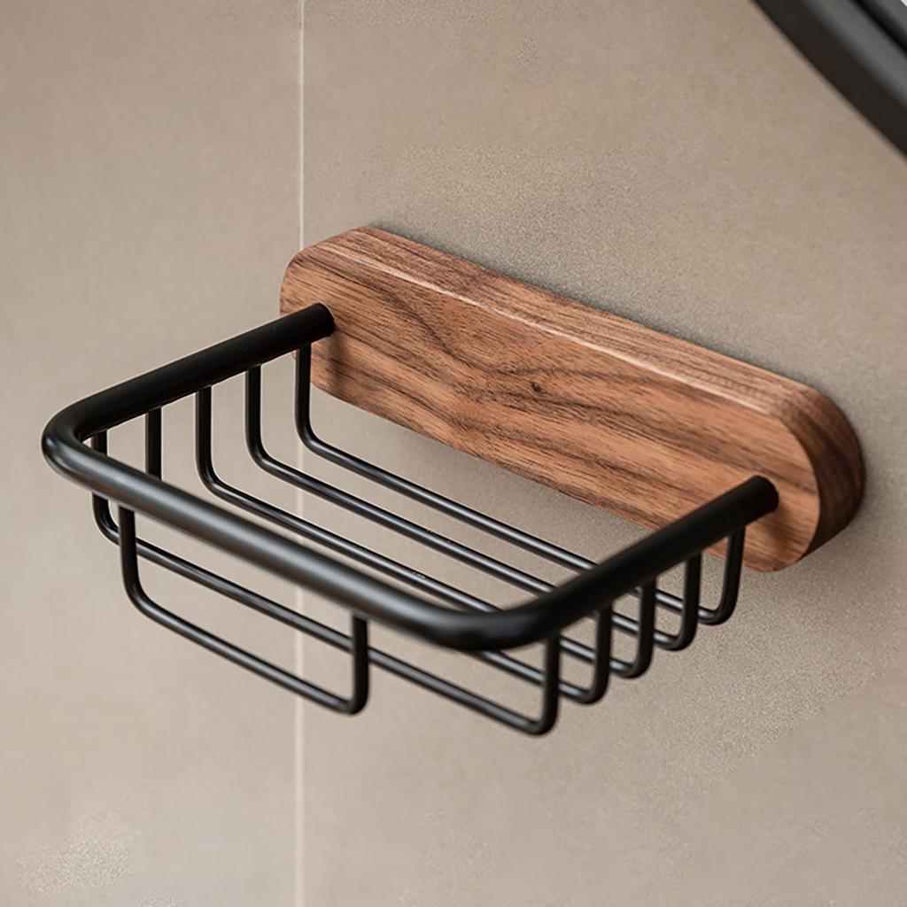 Walnut Wood Punch-Free Soap Dish & Tissue Box Holder