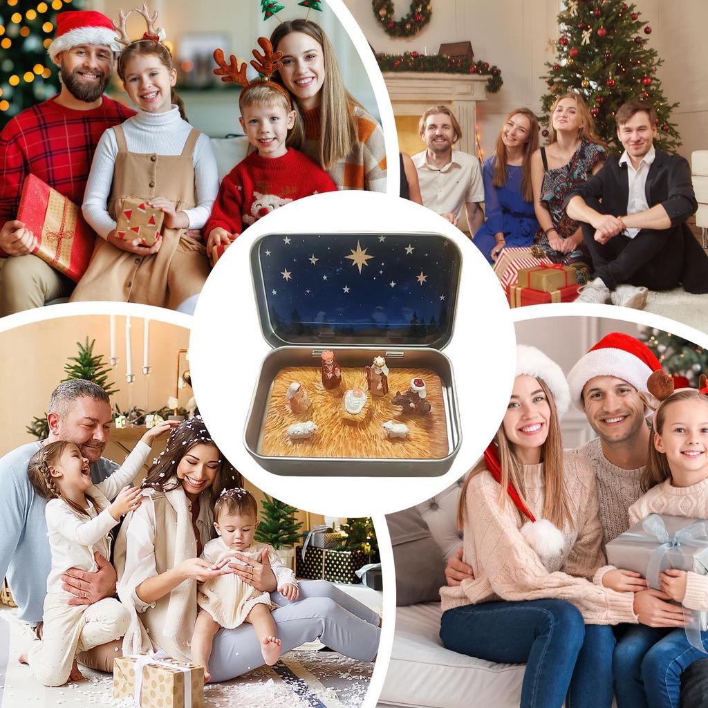 Nativity Set Indoor Resin Christmas Decorations Holy Family Manger Nativity Scene Statue for Tabletop Cabinet Desk Bedside Home