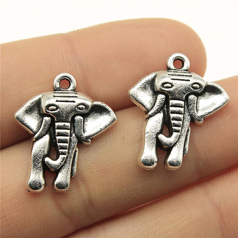 10pcs Elephant Charms For Jewelry Making Tibetan Bronze Silver Color Pendants Antique Jewelry Making DIY Handmade Craft