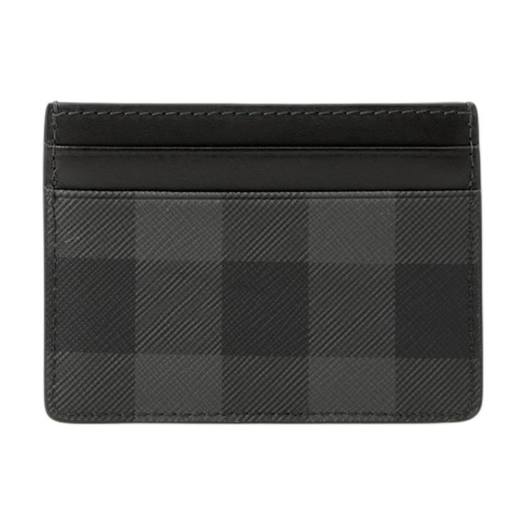 Burberry Check Classic Plaid Logo PU Card Holder Men Accessories Charcoal 81122551