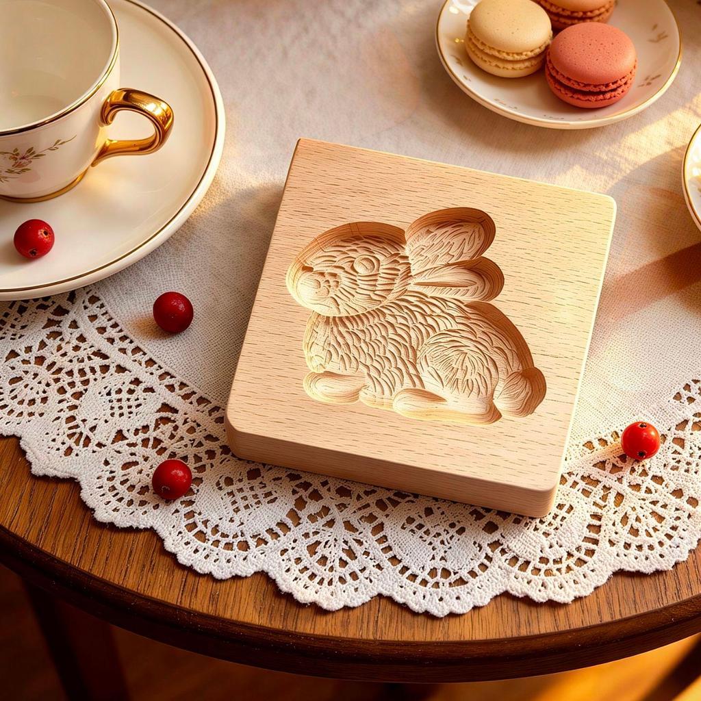 Wooden Gingerbread and Shortbread Cookie Mold Cutter