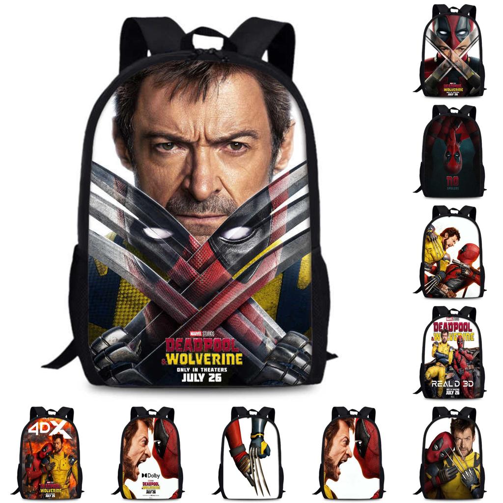 Großes Fassungsvermögen Deadpool und Wolverine Rucksack für die Schule Unisex Design