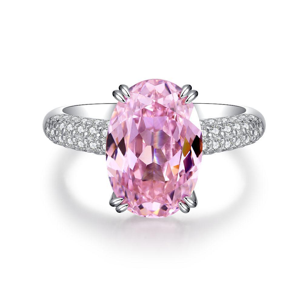 Blue Diamond Zirconia Pavé Women's Ring - High-End S925 Silver with High Carbon Diamond