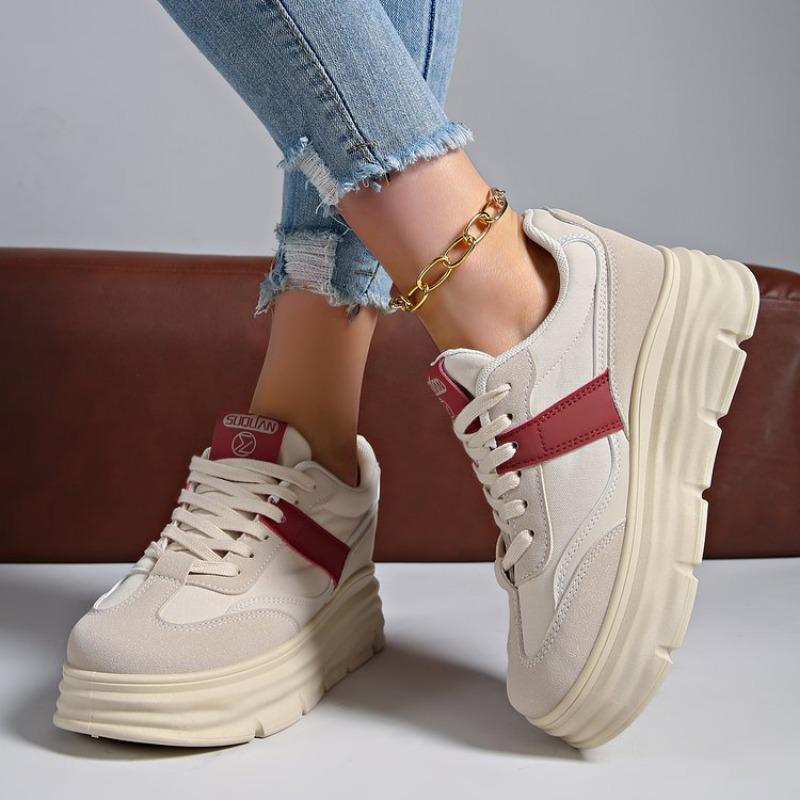 Fashion Shoes for Women Autumn Trend New Woman Flats Shoes Chunky Lace-up Soft-sole Casual Sneakers Female Vulcanized Shoe Walking Shoe