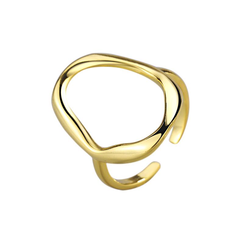 Foxanry Hot Sale Silver Color Party Ring for Women Couple Creative Irregular Simple anillos Jewelry Size 17.3mm Adjustale