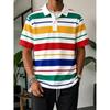 Casual Striped Short-sleeve Polo Shirt, Comfortable and Versatile for Daily Wear.