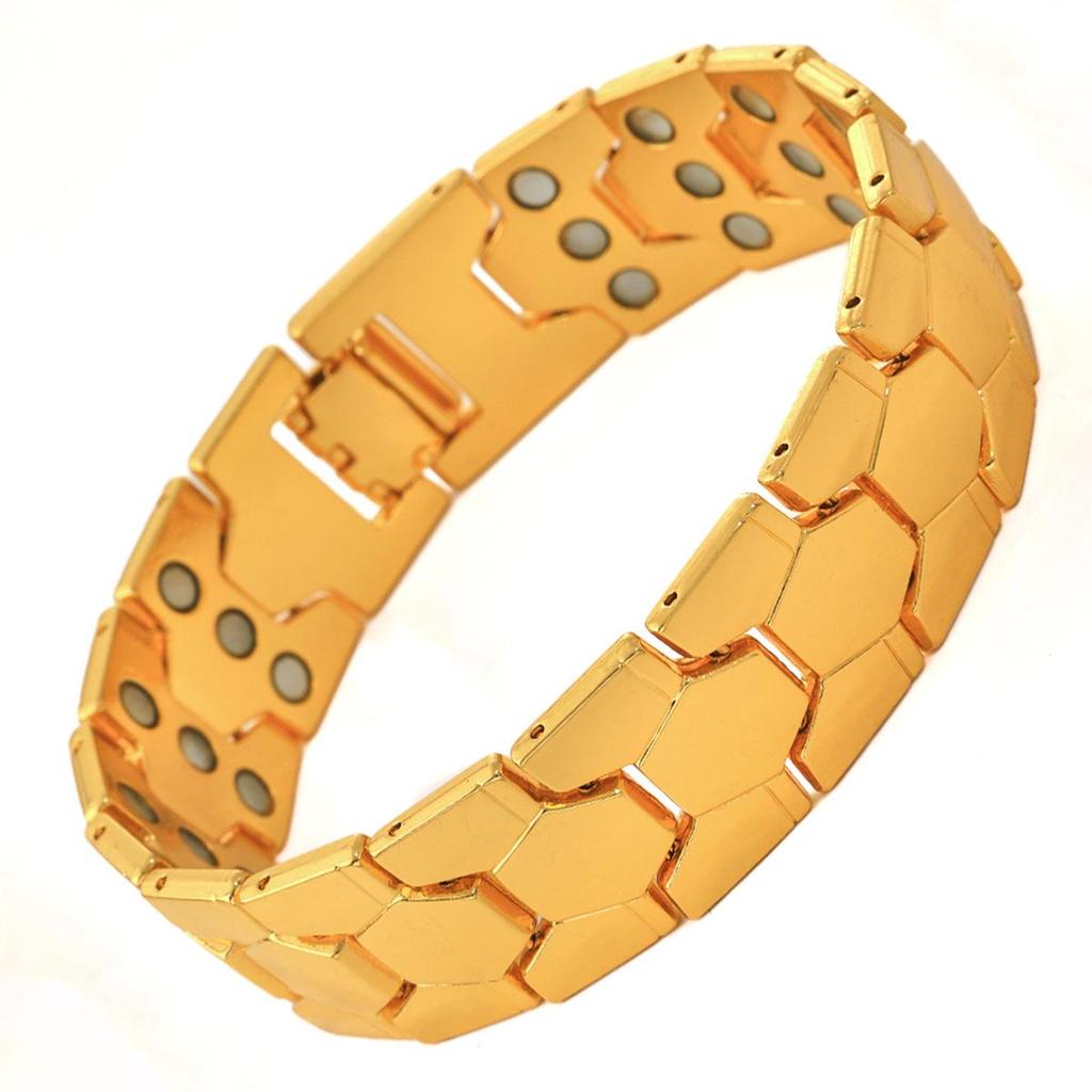 Men's Wide Spherical Hexagonal Magnetic Bracelet – Detachable, Three-Row, Four-in-One Wrist Ornament