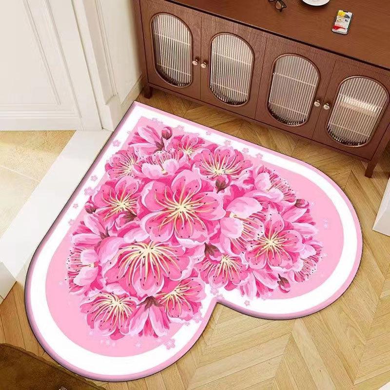 

Коврик для входной двери в форме любви, нескользящий коврик для входа в ванную комнату, декоративный напольный коврик 80 * 80cm