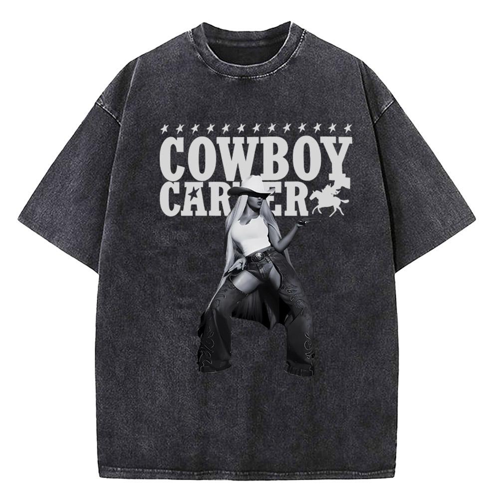 

Cowboy Carter Album Beyonce Tour Vintage Washed T Shirt Men Women Streetwear Hip Hop TShirts Summer Tees Tops Cotton S
