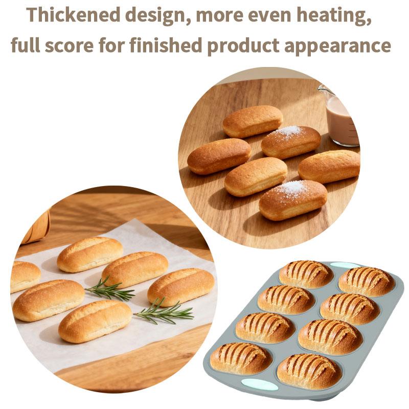 Silicone Hamburger Bun Pan Hamburger Bun Mold Nonstick French Bread Baking Pan Silicone Baguette Mold for Baking Bread Pans