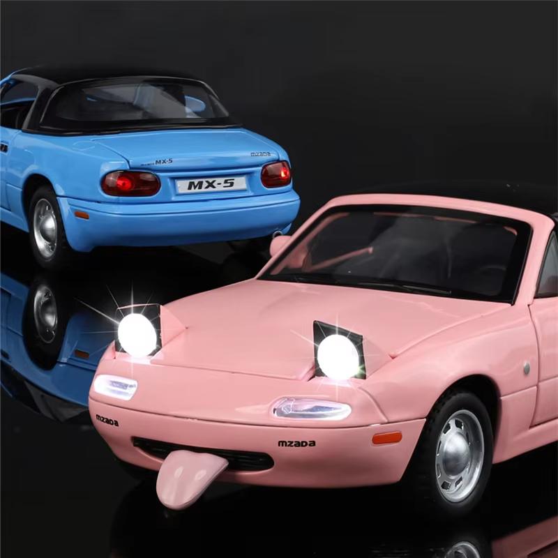 1:32 Mazda MX-5 Retro Alloy Convertible Sports Car Model Die-cast Metal Racing Car Model Sound and Light Children's Toy Boy Gift Collection Ornaments