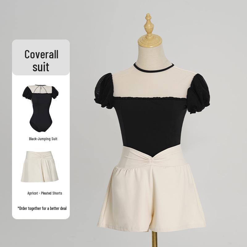 Adult Puff Sleeve Ballet & Gymnastics Body Shaping Suit - Short Sleeve Dancewear for Practice & Exams