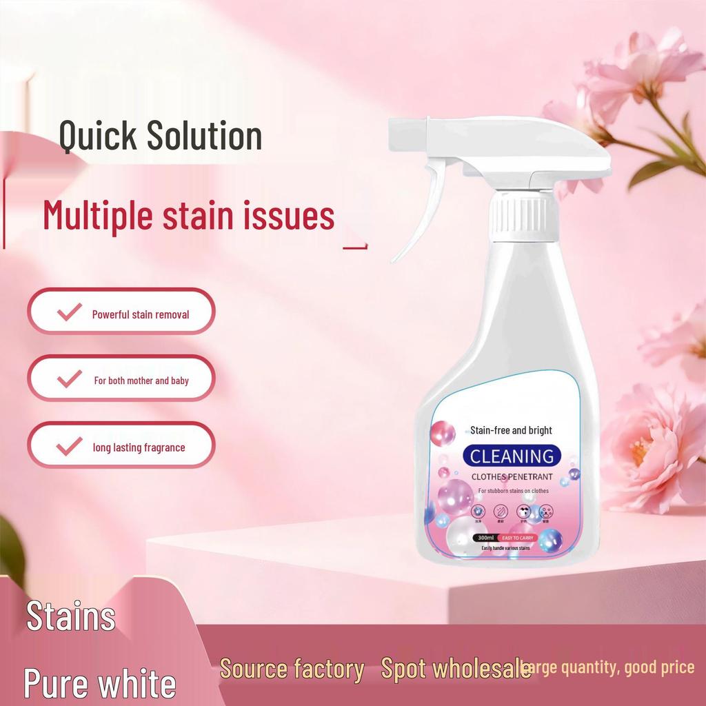Stain-Free Spray: Powerful No-Rinse Detergent for White Clothes - Removes Stains, Yellowing, Mold, and Oil.
