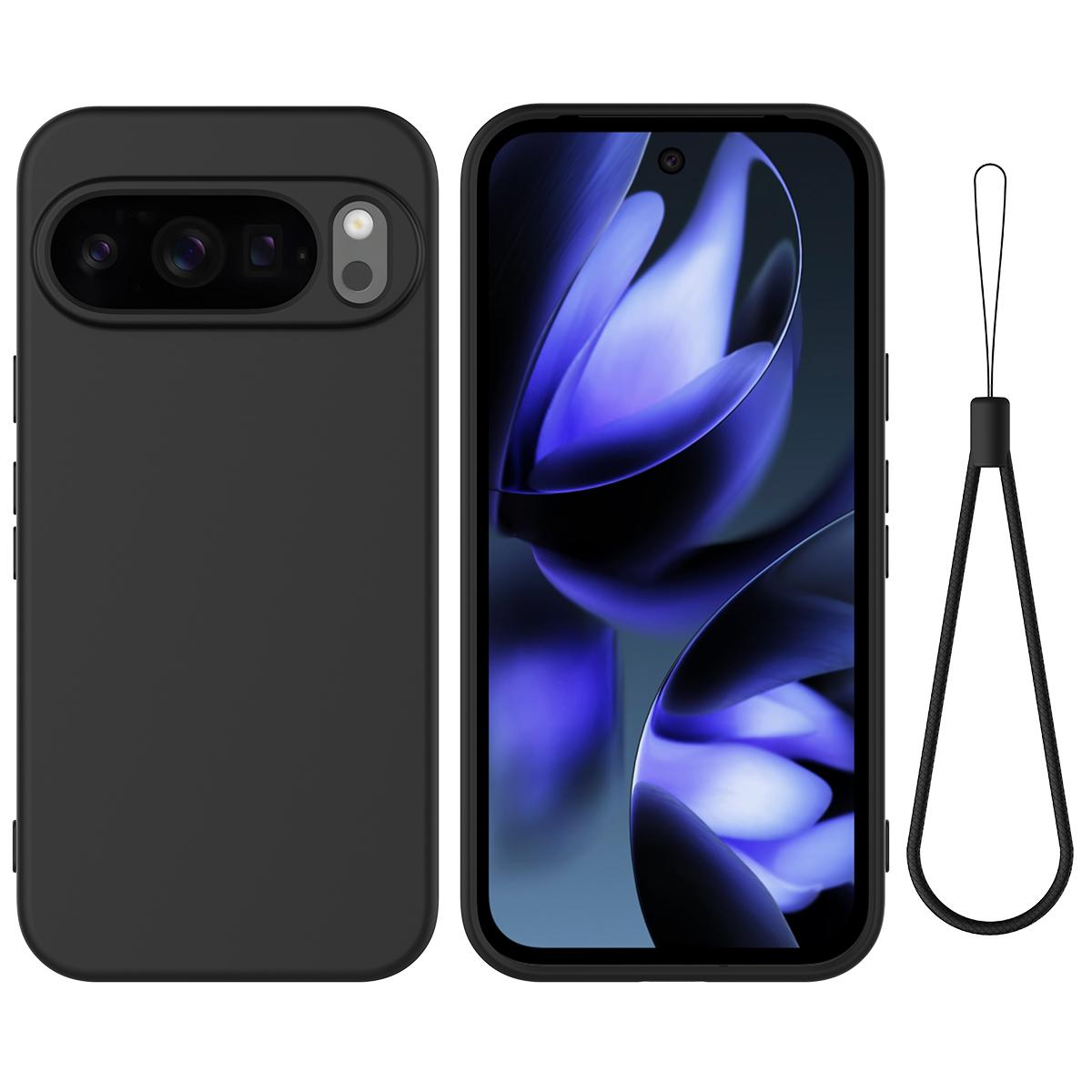

For Google Pixel 10 Pro XL Case Liquid Silicone Phone Back Cover with Hand Strap A