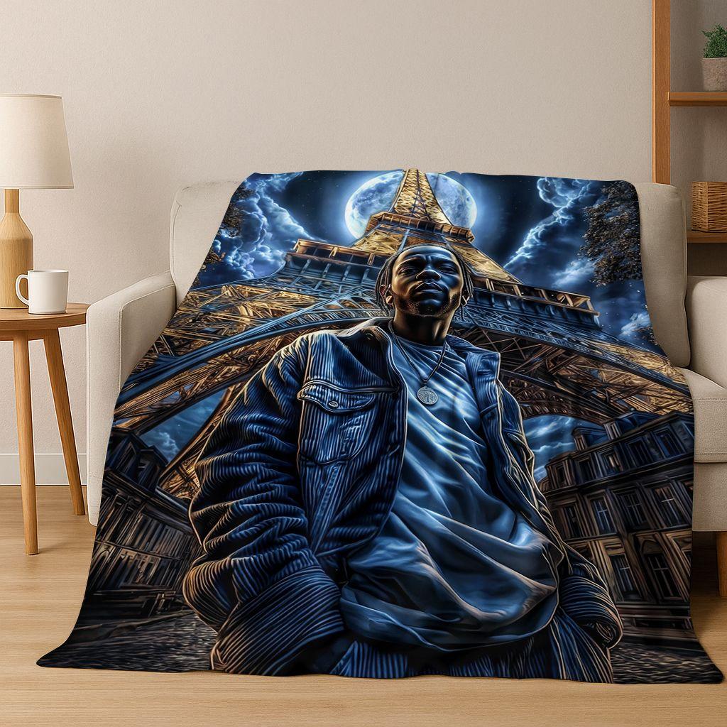 3D Top Rapper Legend Star Art Cartoon Hip Hop Flannel Blanket,Cozy Soft Throw Blanket for Home Bedroom Bed Sofa Cover Gift