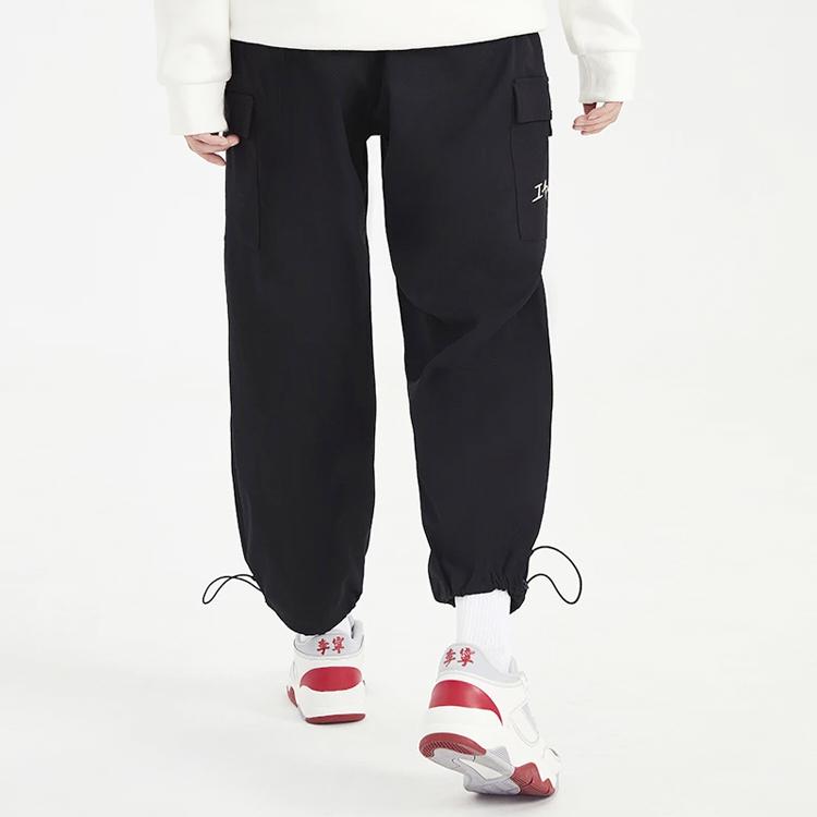 Li Ning Badfive Solid Color Loose Straight Leg Sports Pants Women Pants Black AYKS052-3