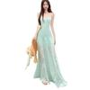 French Strappy Summer Dress – Women's Waist-Cinching, Sweet and Fresh Beach Vacation Wear