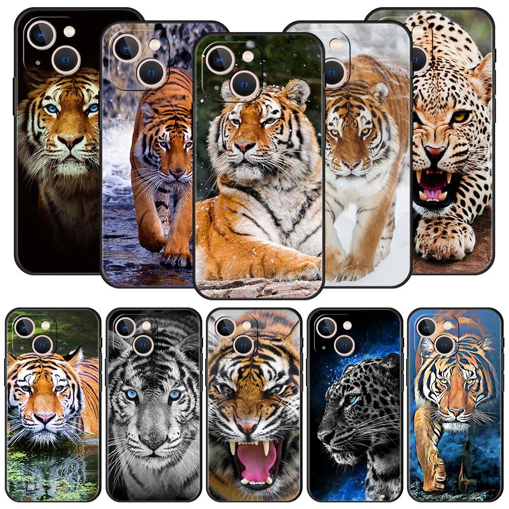 Tiger Leopard Fashion Phone Case For iPhone 17 16 15 Pro Max 11 12 13 14 7 8 Plus SE 2020 X XR XS Cover Soft Black