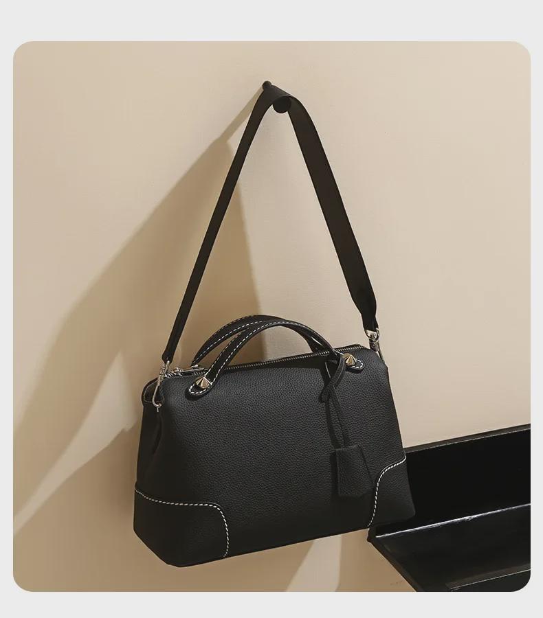 Women's High-End Genuine Leather Shoulder Bag - Large Capacity & Minimalist Design