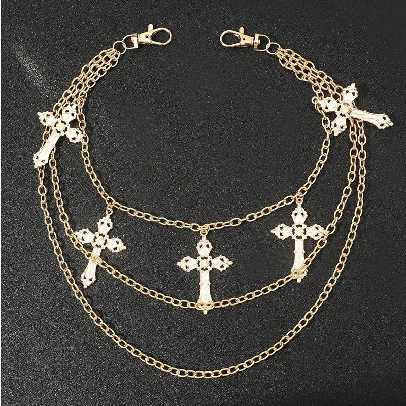 1pc Men Cross Pendant Multi-Layered Metal Fashion Accessory Hip Hop Punk Style Chain For Pants Street Halloween Autumn-Winter Accessories