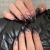 24 Pcs Gradient Stick on Nail Star Moon Artificial Nail Medium Almond False Nail Glossy Press On Nail for Woman