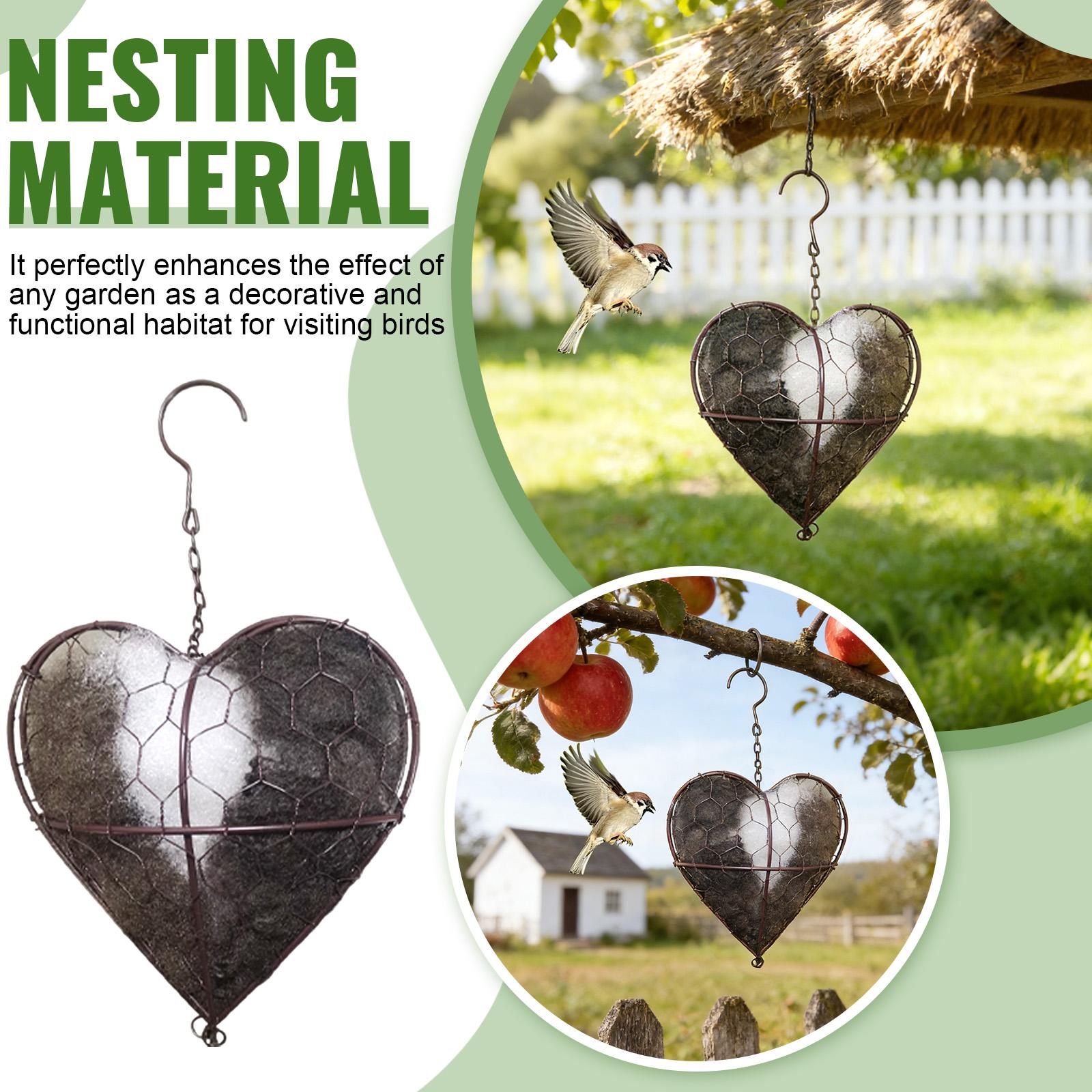 

Ручне Серце-Гніздо для Птахів з Волокна, Поповнюваний Притулок для Птахів 1 Гніздо у Формі Серця, Зимові Подарунки Тварини Колібрі One Size