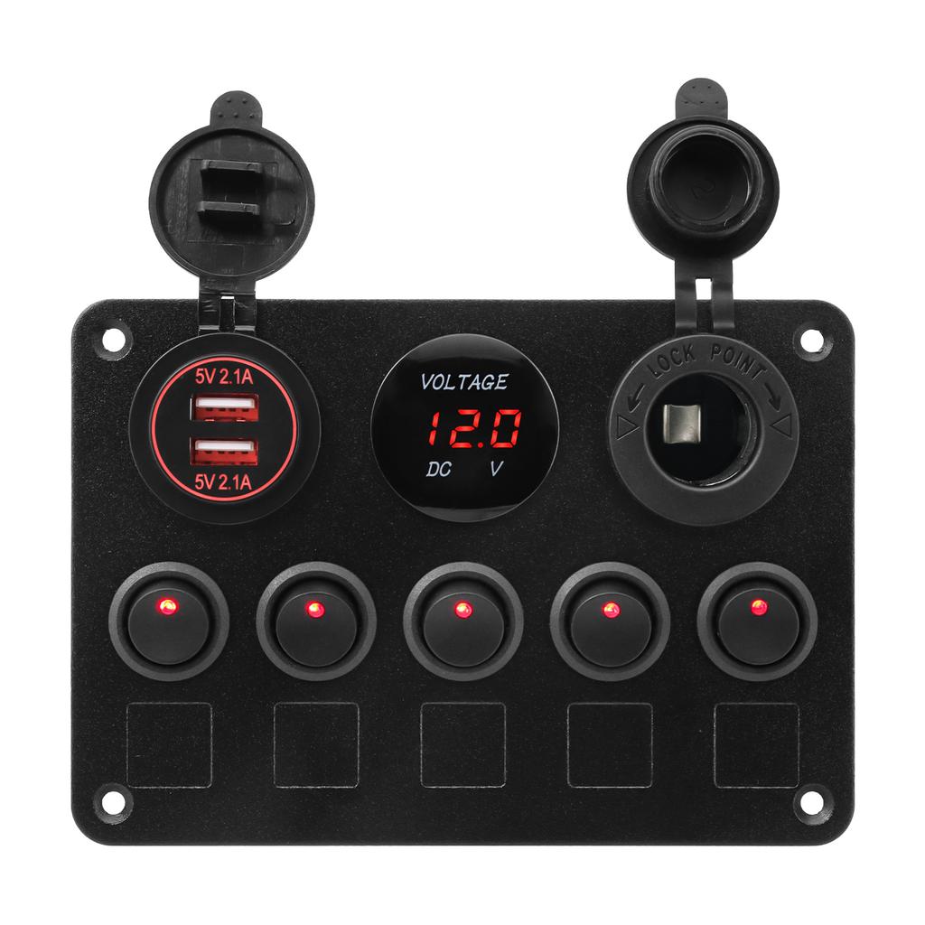 5/6/8/10 Gang Switch Panel 12v 24v 15A Fuse Circuit Breaker for Car Marine RV Yacht With 4.2A Dual USB Charger Socket Voltmeter