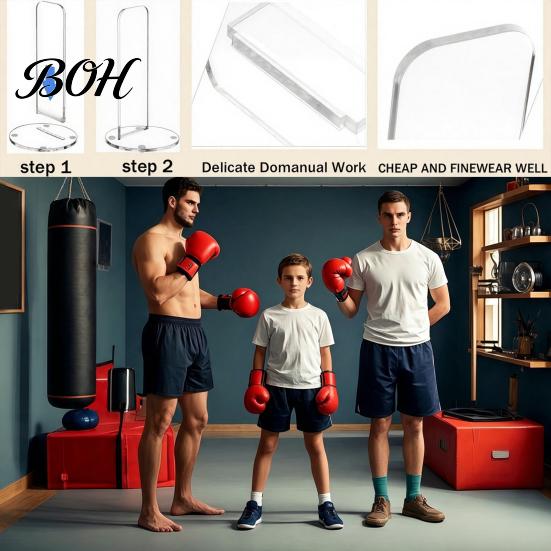 Clear Acrylic Glove Support Boxing Display Stand, Non-slip Base Holder, Countertop Rack Vertical Storage for Home Gym Training Sports Gloves