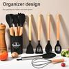 12Pcs Kitchen Utensil Set Silicone Spatula Set with Holder Non-Stick Spatula Set Spatula Spoon Brush Whisk Kitchen Supplies