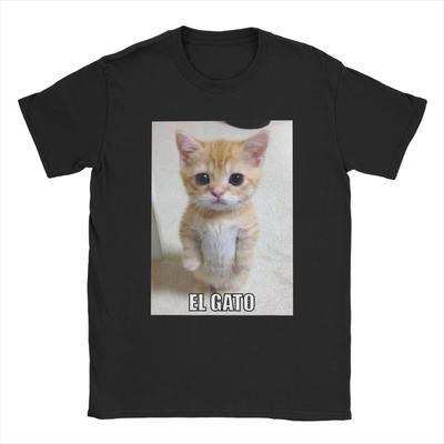 El Gato Meme Sad Crying Cat Munchkin Kitty Meme T Shirt Beach Hip Hop TShirts Male 100 Cotton Clothes Short Sleeve Y2K Tshirt